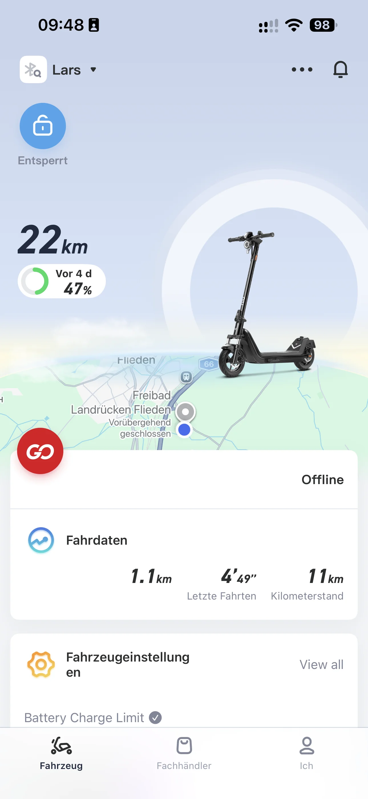 Die Niu APP vom Scooter