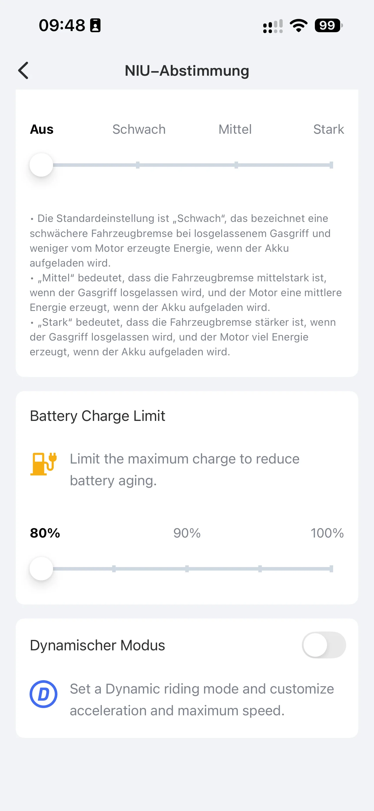 Die Niu APP vom Scooter
